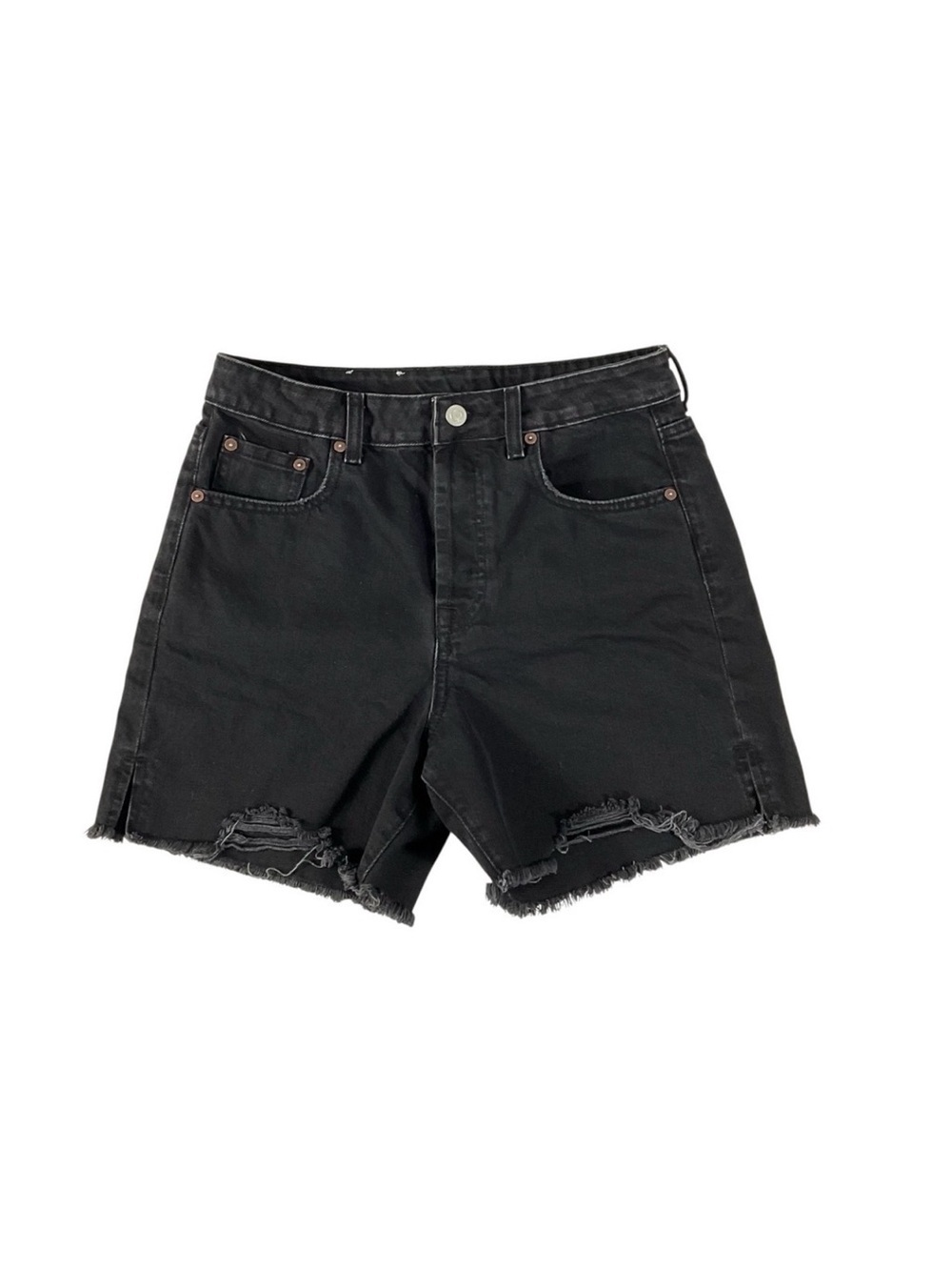 Gianni Bini Black Denim High Rise Distressed Cutoff Shorts Size 29